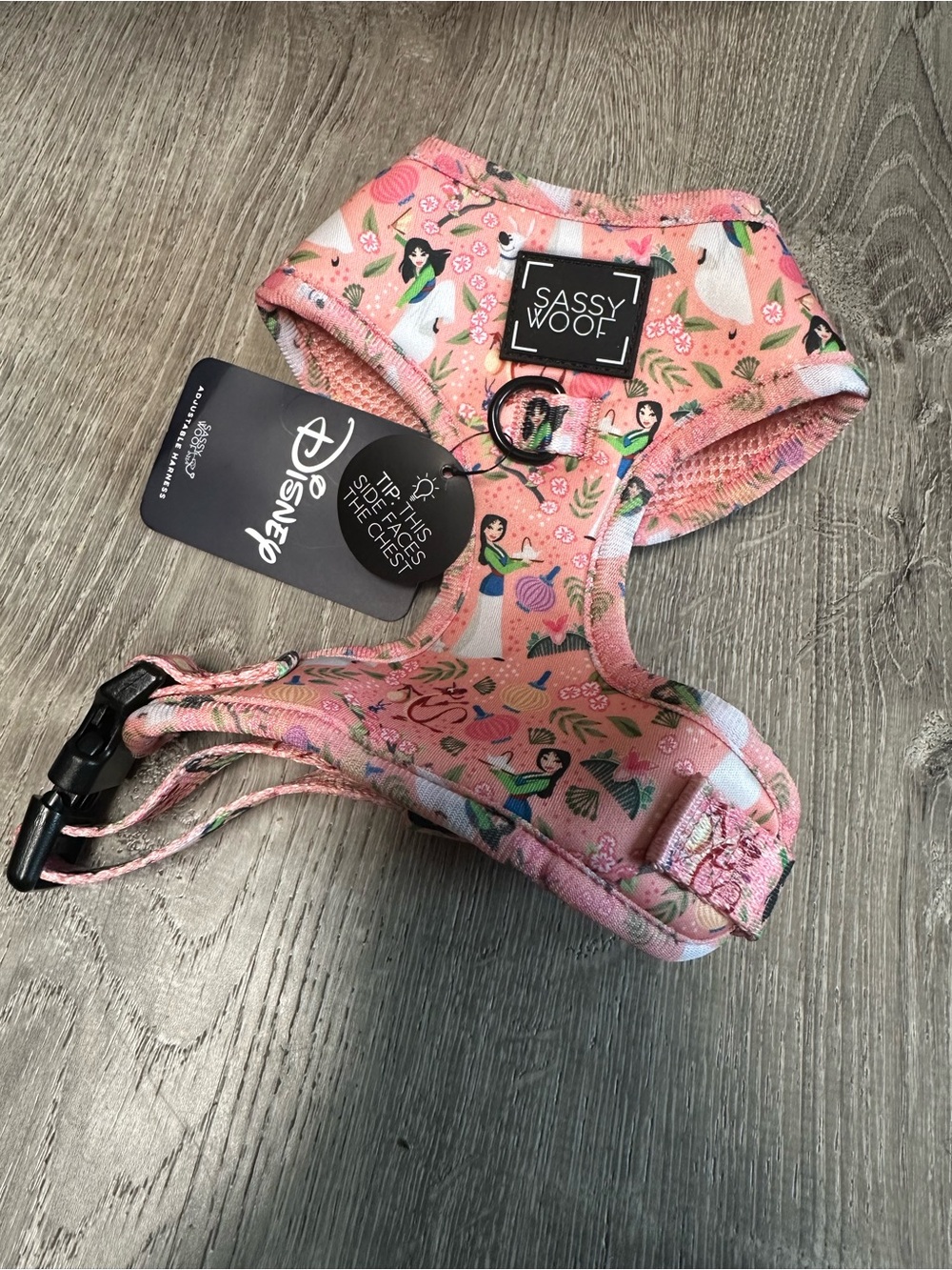 Sassy Woof Pink Disney Princess Dog Harness - Soft Adjustable Chest Harness